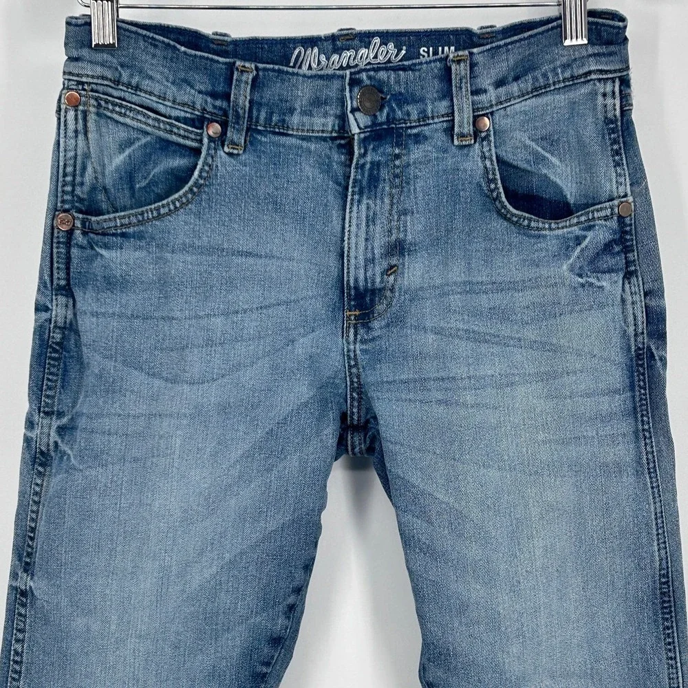 Wrangler Jeans Mens Size 29x32‎ Retro Slim Fit Bootcut Distressed Cowboy Western